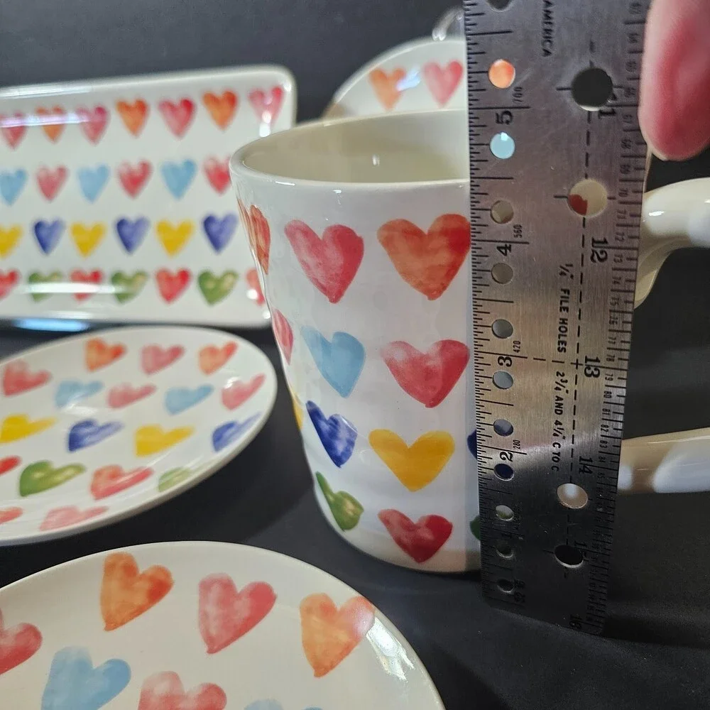 Set of 10 Maxera Hearts Snack Appetizer Serving Set Plates Mugs